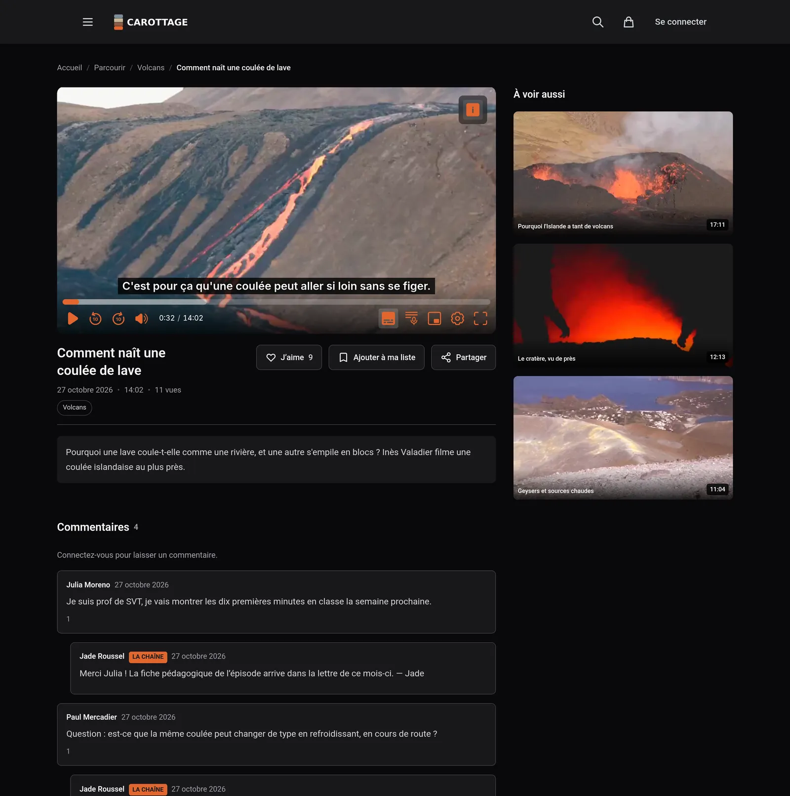 An episode playing, open without an account, subtitled, with members' comments and other episodes from the same outlet alongside
