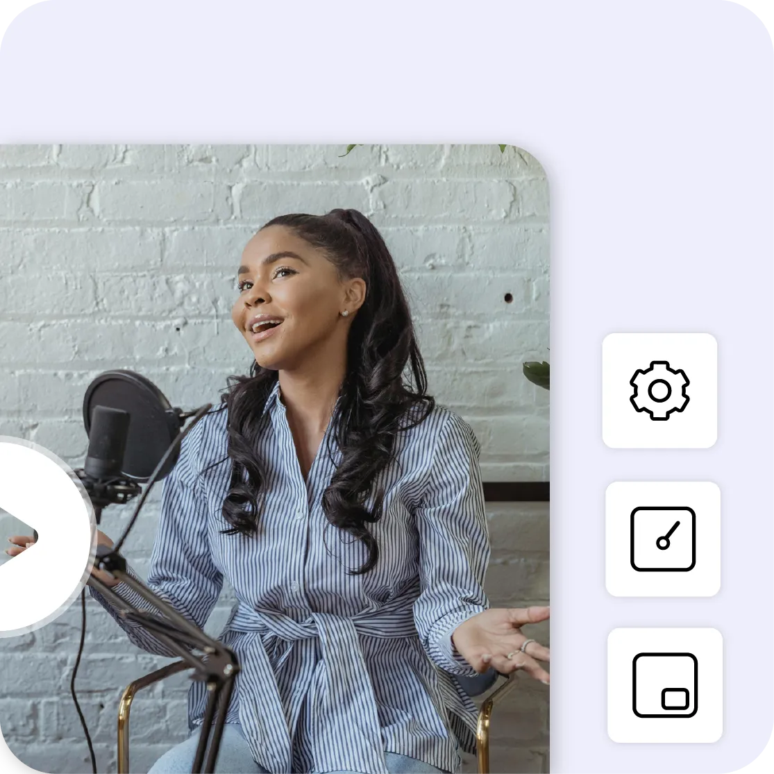 A podcast video and the player's settings: options, speed and picture-in-picture.