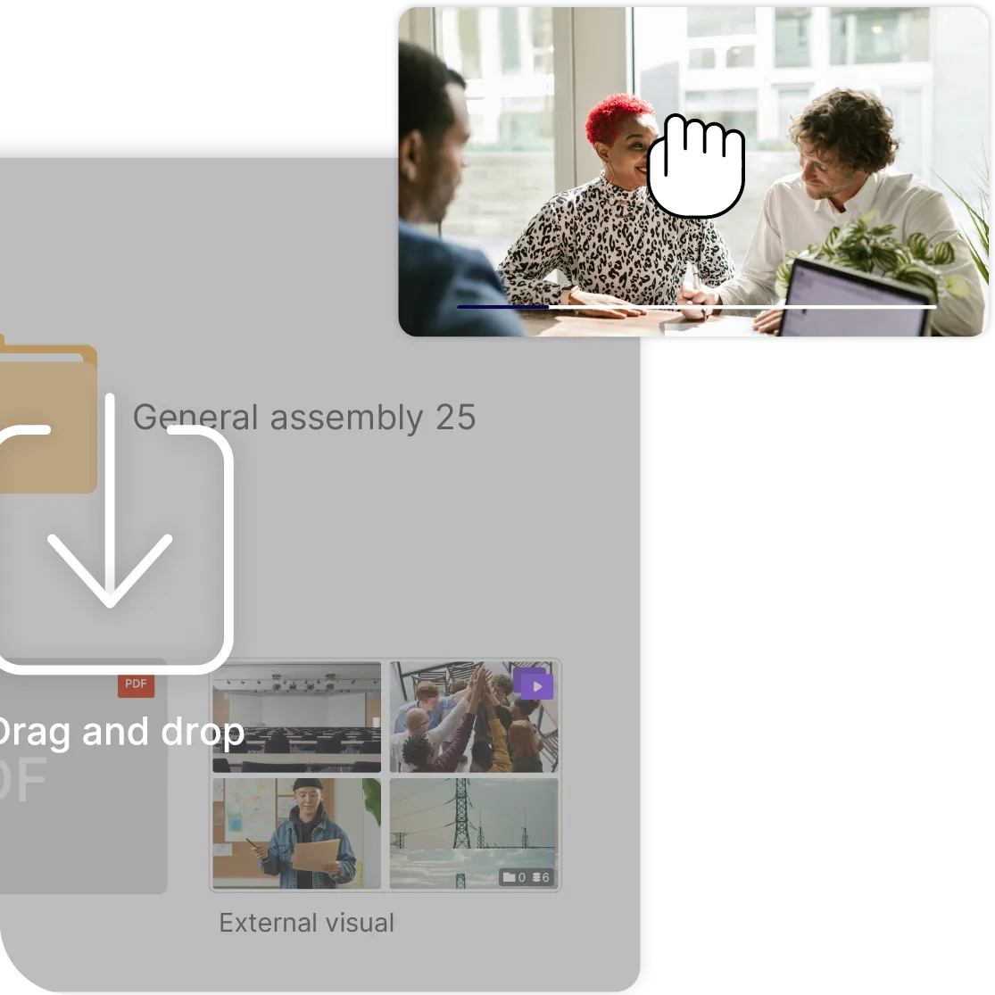 Glisser-déposer d'une vidéo dans l'interface Videas illustrant la facilité d'utilisation