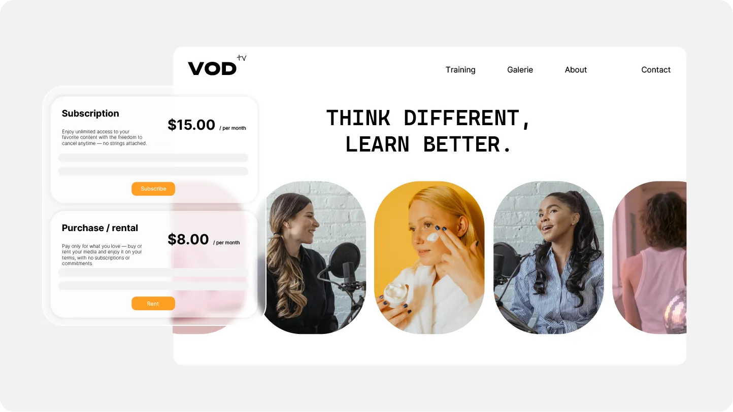 Interface de la plateforme VOD Videas pour la monétisation vidéo