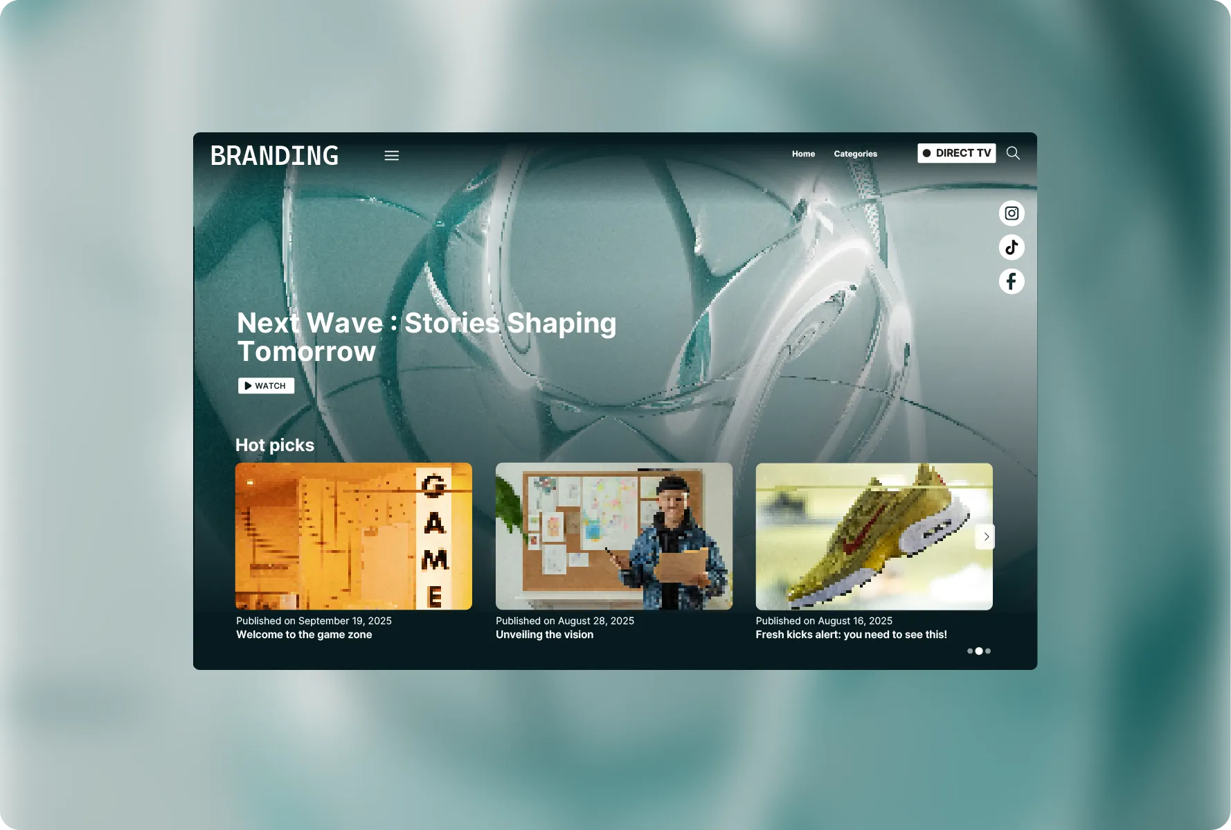 Example channel page view