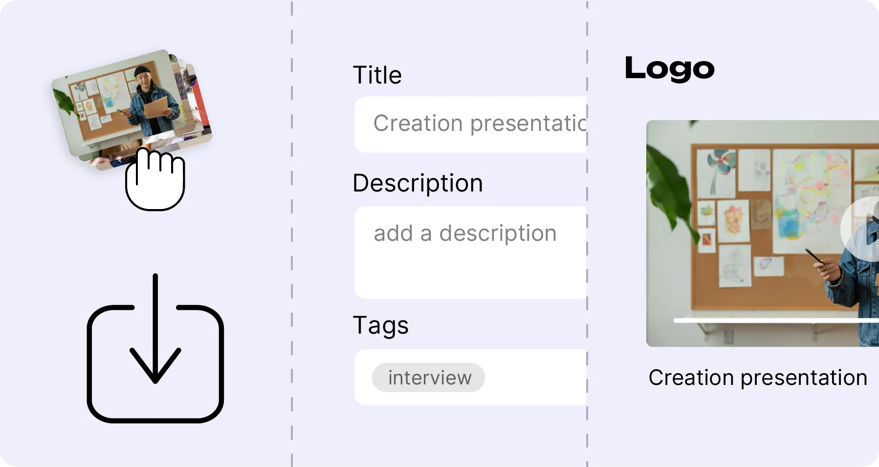 Mediasbox steps overview: import, organize, share