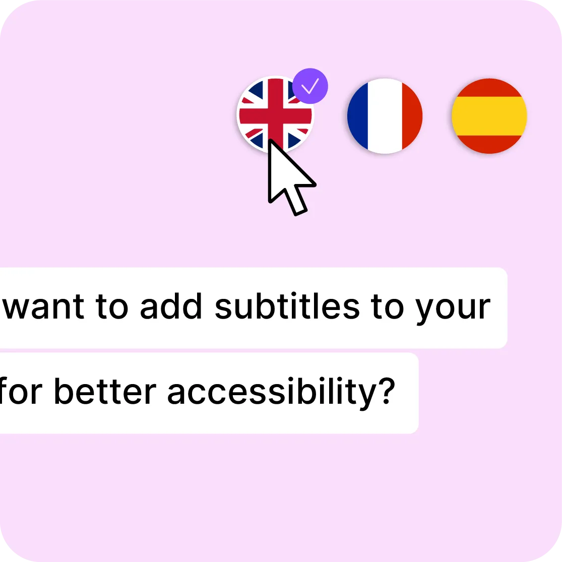 Trois langues cibles proposées — anglais, français, espagnol — dont une déjà cochée.