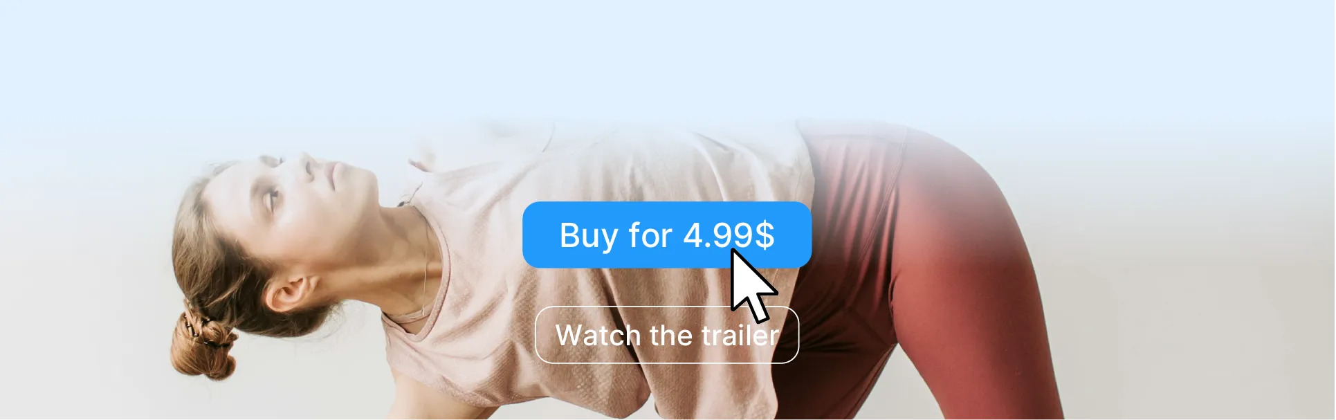 A paid content page with its buy button and its watch-the-trailer button