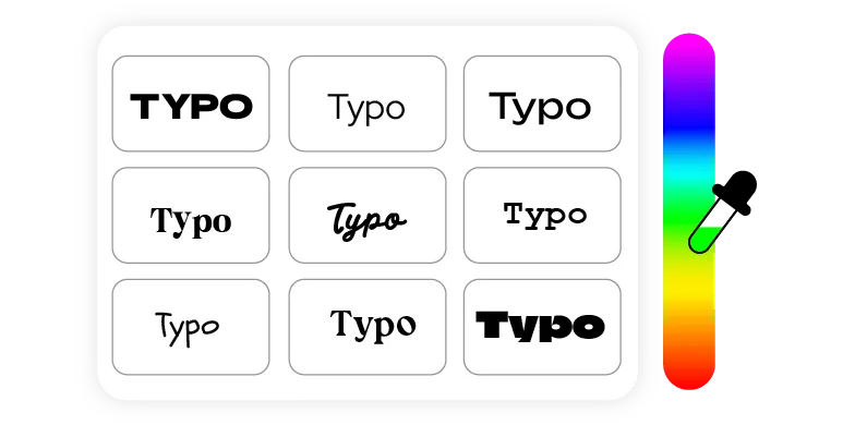 A grid of typefaces and a color picker