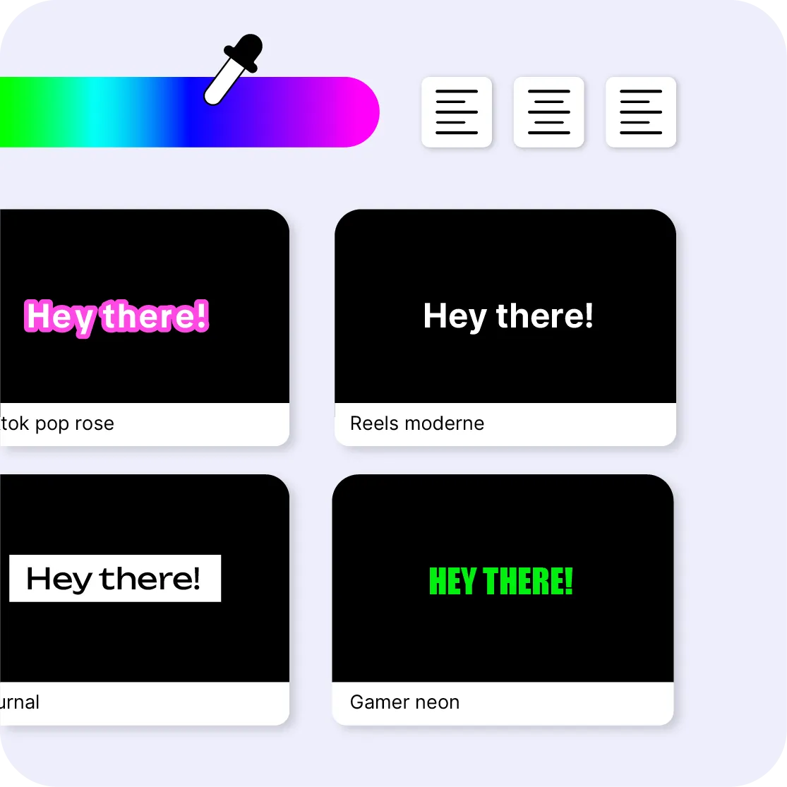 Subtitle customization panel in the Videas interface