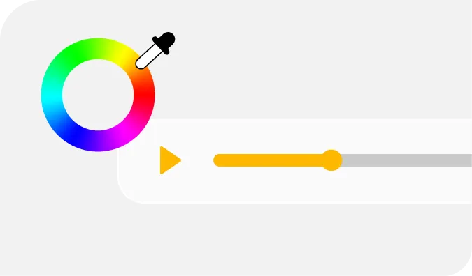 Une roue chromatique et une pipette au-dessus d'une barre de lecture teintée en jaune.