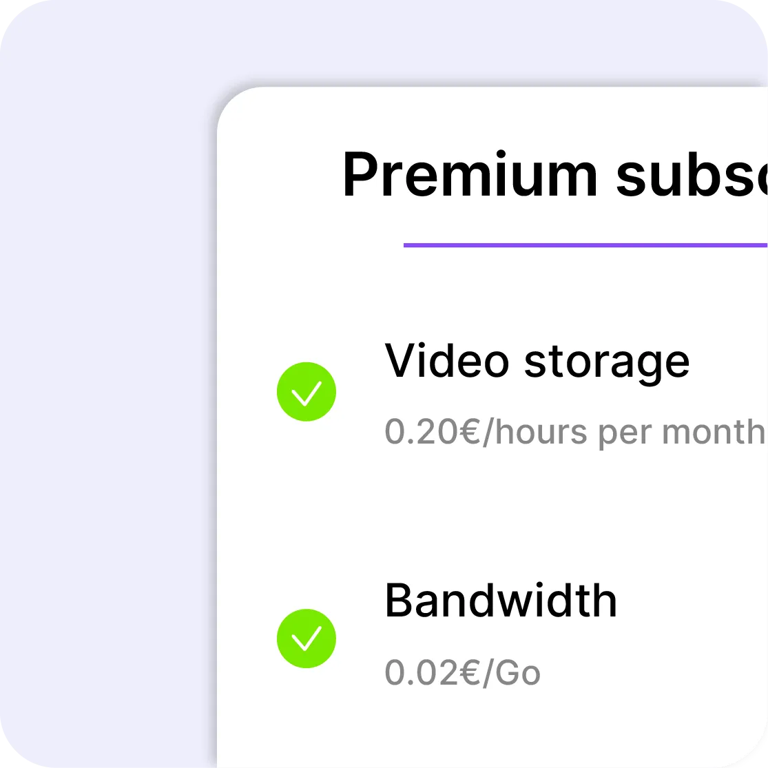 Videas pay-as-you-go pricing breakdown for storage and bandwidth