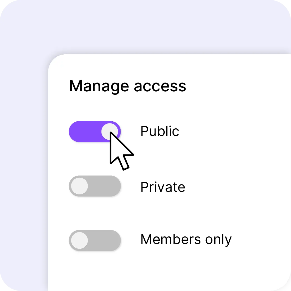 A content's access setting: public, private or members only.