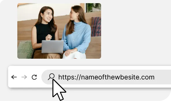 A video thumbnail above a browser address bar.