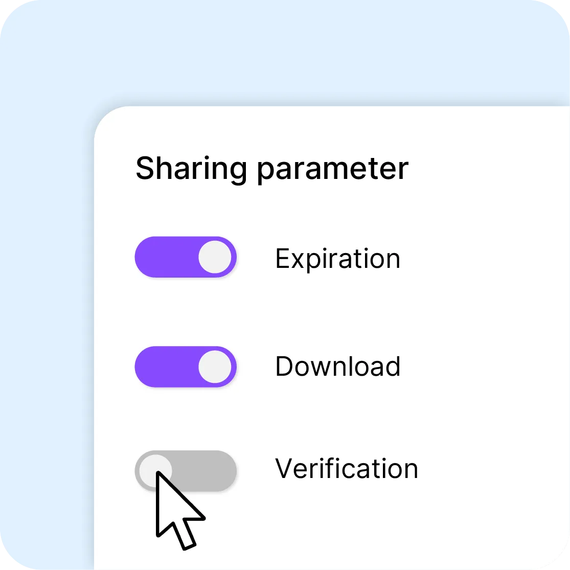 Interface de gestion des partages Videas avec options d'expiration de téléchargement et de vérification