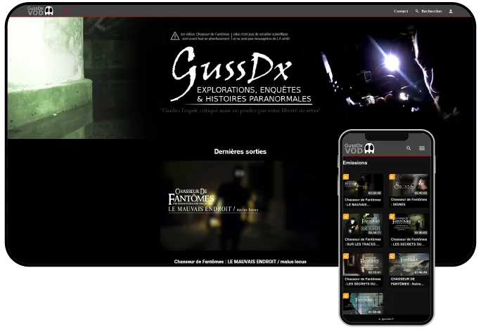 Plateforme VOD créateur gussdx construite avec Videas