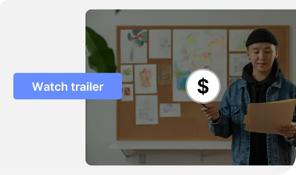 A “Watch trailer” button beside a paid video marked with a dollar badge.
