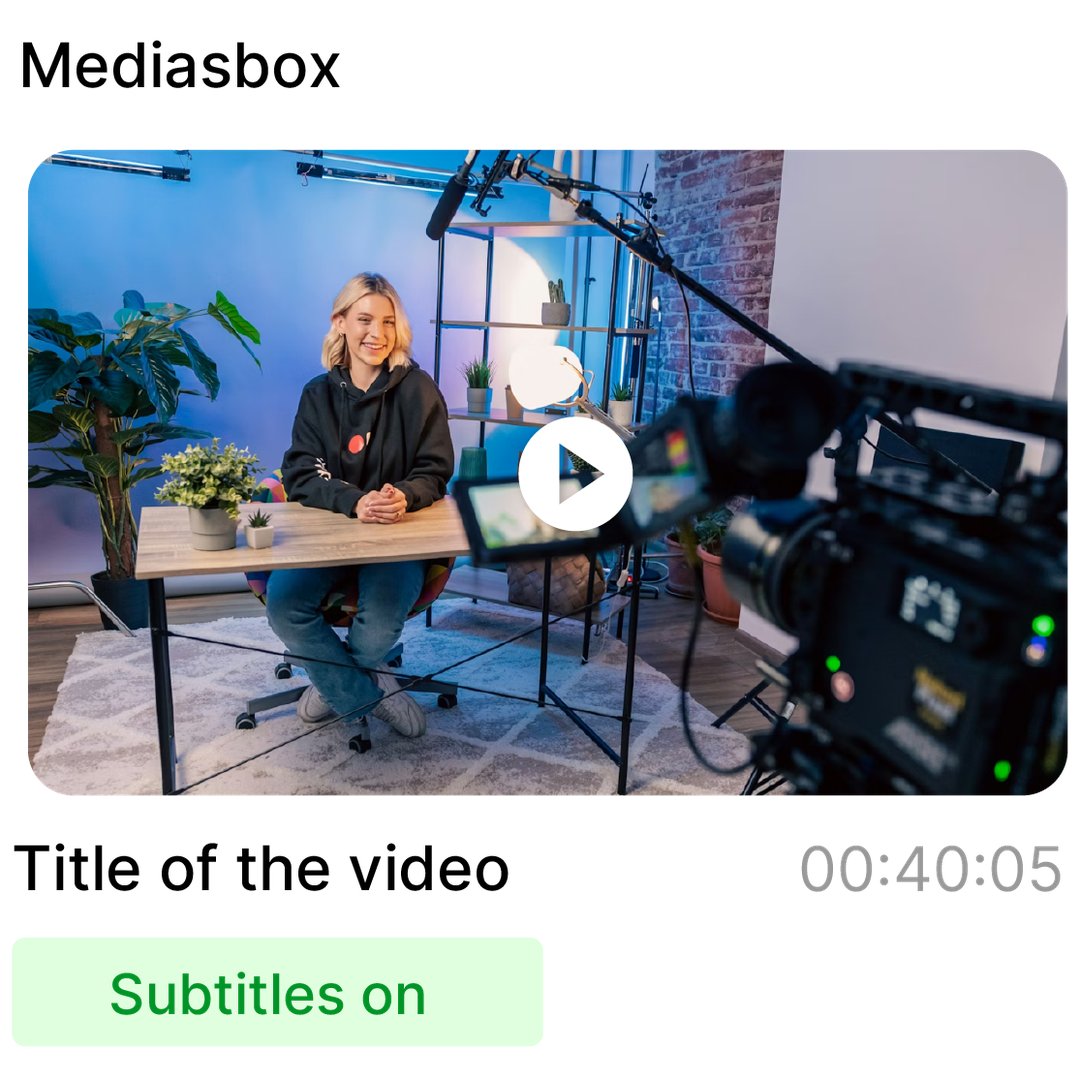 Interface Videas Mediasbox affichant une vidéo avec sous-titres activés