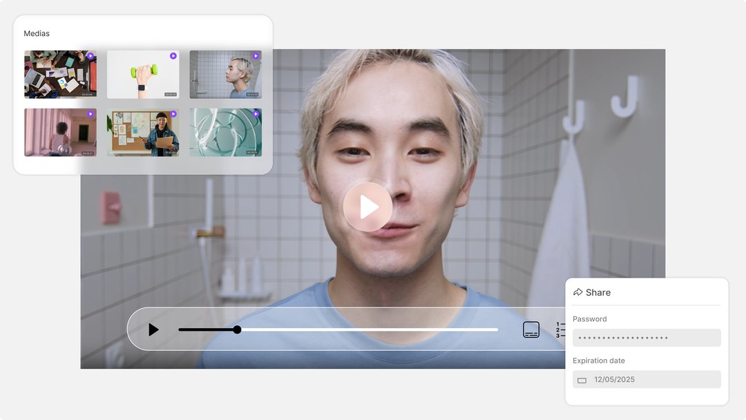 Interface Video Hosting Videas montrant la bibliothèque vidéo et le tableau de bord d'upload