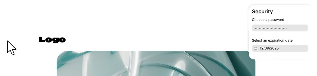 Panneau de paramètres de partage Videas avec options de confidentialité, mot de passe et restriction de domaine